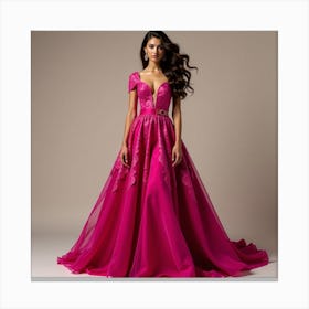 Pink Evening Dress 1 Canvas Print