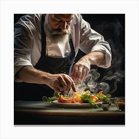 Chef Preparing Food Canvas Print