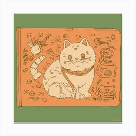 Cat On A Book Canvas Print