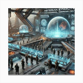 A Detailed Futuristic Scene Showing An Asterian Sy Canvas Print