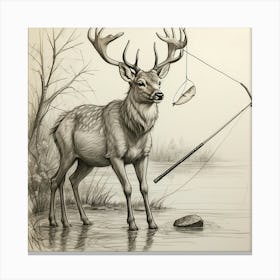 Deer Fishing 14 Canvas Print