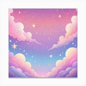 Sky With Twinkling Stars In Pastel Colors Square Composition 57 Canvas Print