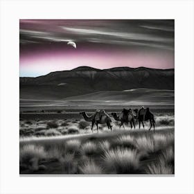 Camels In The Desert 4 Canvas Print