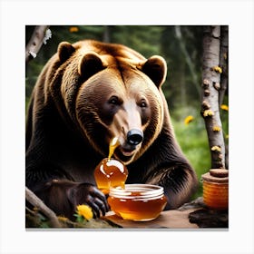 Bear With Honey Canvas Print