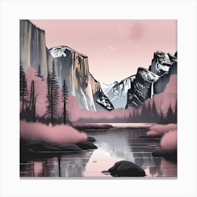Yosemite Valley Soothing Pink Landscape Canvas Print