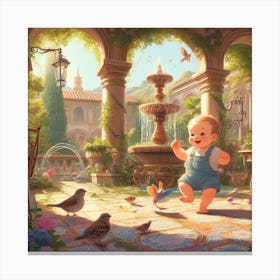 Infant N Birds Canvas Print