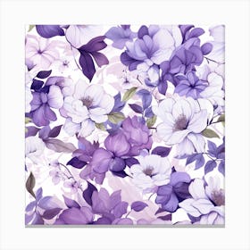 Purple Flowers Seamless Pattern Canvas Print