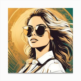 Woman Wearing Sunglasses 1 Canvas Print