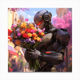 Robot Holding Flowers Toile