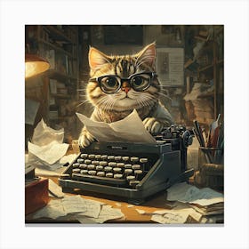 Funny Cat Writer Vintage 6 Canvas Print