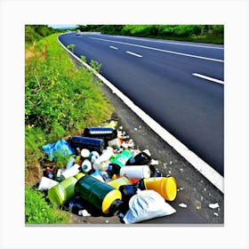 Garbage On The Side Of The Road Canvas Print