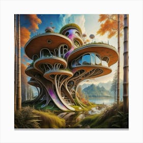 Huge colorful futuristic house design with vibrant details 17 Canvas Print