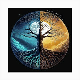 Cosmic Balance Of Day and Night Canvas Print