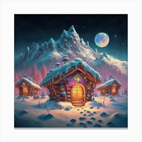 Mountain village snow wooden 6 18 Canvas Print