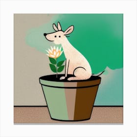 Dog In A Pot Canvas Print