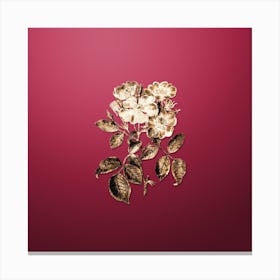 Gold Botanical Rose Clare Flower on Viva Magenta n.3873 Canvas Print