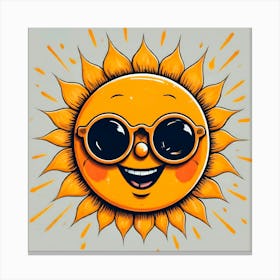 Sun With Sunglasses Canvas Print