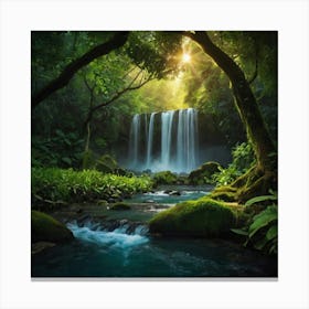 Waterfall In The Jungle Canvas Print