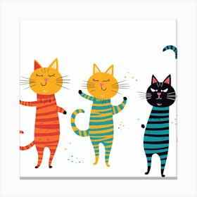 Marion7114 3 Cats Stretching Cartoon Vivid Colors Fabric Print Canvas Print