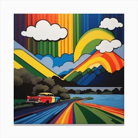 Driving In The Rainbow Canvas Print