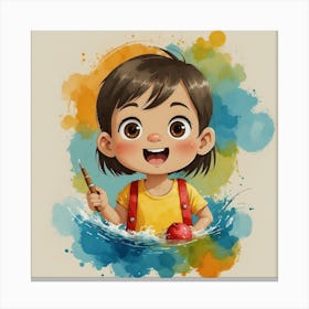 Little Girl In The Water Canvas Print