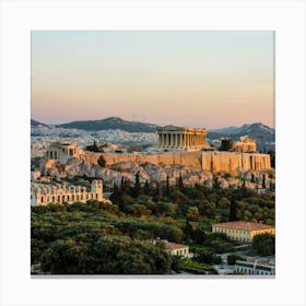 Athens At Sunset Canvas Print