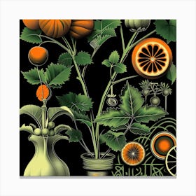 Mixll A Line Drawing Of Fruit Herbs And Plants Ar 11 Chaos 3 Canvas Print