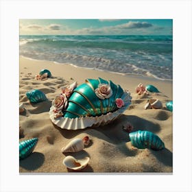 Seashells On The Beach 1 Canvas Print