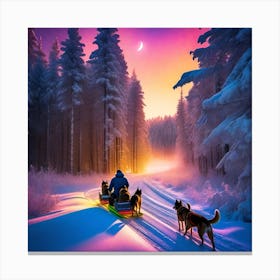 Sled Dogs In The Snow 2 Canvas Print