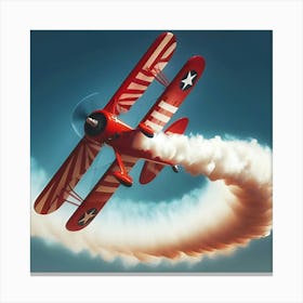 Vintage Aeroplane Doing Stunts In The Sky 4 Canvas Print