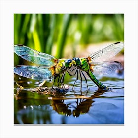 Nature Dragonfly Mating Couple Insect Sitting Duck Pond Lively Dvd Fauna Wild Animal Gras (5) Canvas Print