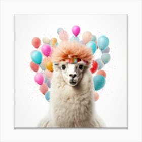 Birthday Llama With Balloons Canvas Print