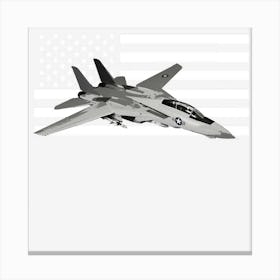 F 14 Tomcat Fighter Plane Us Flag Canvas Print