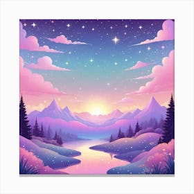 Sky With Twinkling Stars In Pastel Colors Square Composition 276 Canvas Print