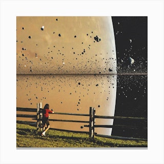 Watching Saturn Square Canvas Print