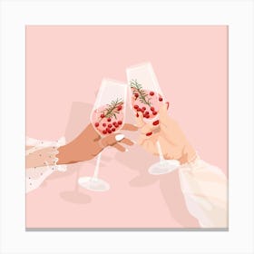 Two Women Toasting Champagne Canvas Print