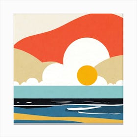 Sky, Sea, Beach, Geometric Abstract Art, Art Print 1 Canvas Print
