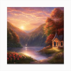 Sunset By The Lake Canvas Print