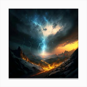 Impressive Lightning Strikes In A Strong Storm 10 Canvas Print