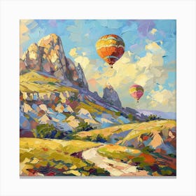 Hot Air Balloons In The Mountains Canvas Print