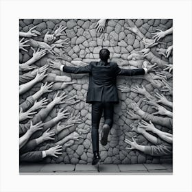 Man Is Surrounded By Hands Canvas Print