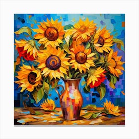 Sunflowers In Vase Canvas Print