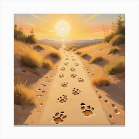 Paw Prints In The Sand Canvas Print