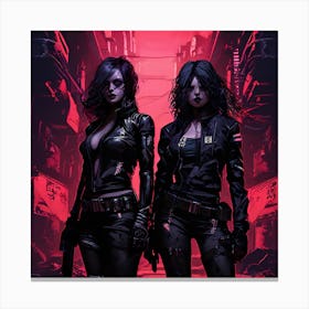 Two Women In A City Canvas Print