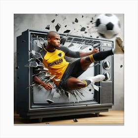 Soccer Player Kicking Tv Canvas Print
