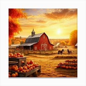 Autumn Farm Festival Capturing The Essence Of Rustic Charm Freshly Harvested Produce Spread Across 2 1 Canvas Print