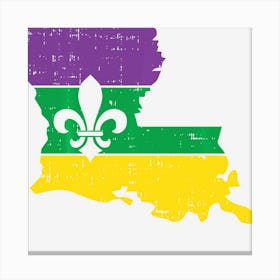 New Orleans Louisiana Map Jester Funny Mardi Gras Carnival Canvas Print