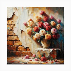 Roses In A Vase Canvas Print