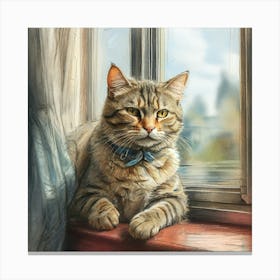 Cat On A Window Sill 1 Canvas Print