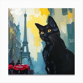 Black Cat In Paris Canvas Print